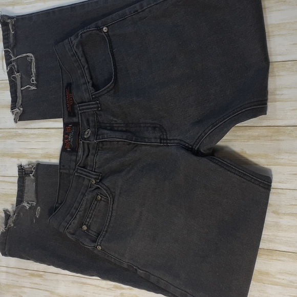 Rock N Run Slim Straight Gray Jeans Destroyed Cuffs Men's Size 32x28 - Picture 3 of 16